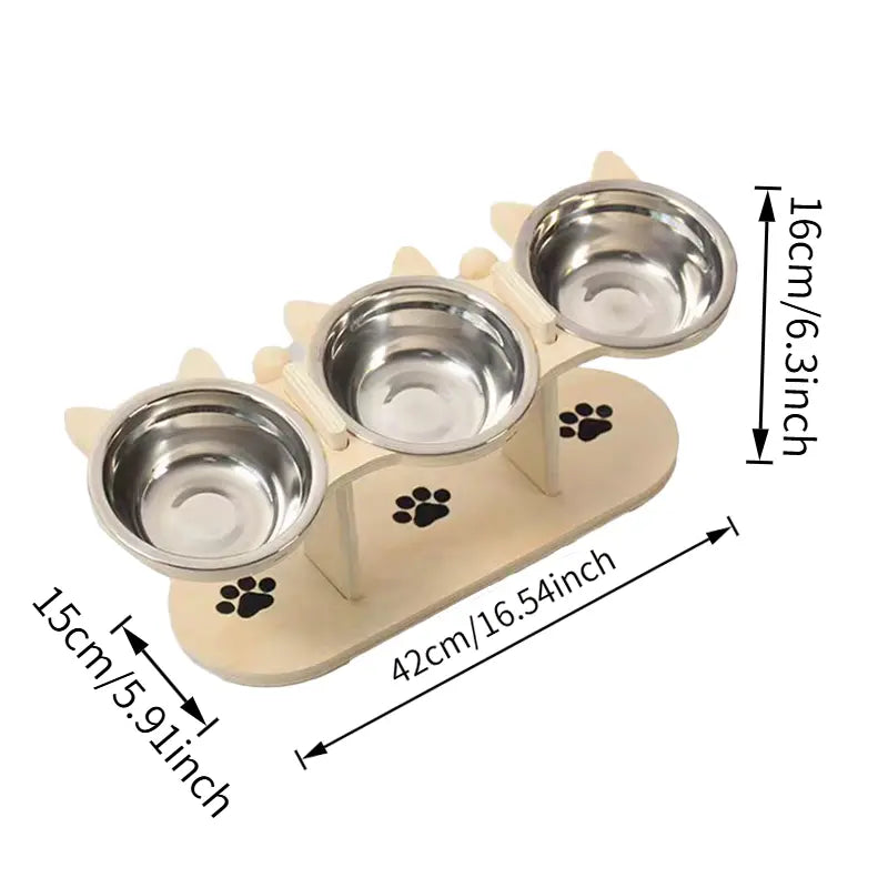 Multi-Layer Elevated Cat Feeder with Stainless Steel Food & Water Bowls, Adjustable Height Design, Includes 3 Stands, Easy-To-Assemble & Portable, Ideal for Multiple Cats, Feeding Supplies for Pet Lovers