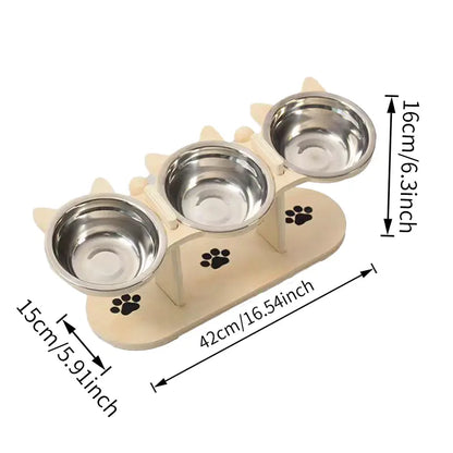 Multi-Layer Elevated Cat Feeder with Stainless Steel Food & Water Bowls, Adjustable Height Design, Includes 3 Stands, Easy-To-Assemble & Portable, Ideal for Multiple Cats, Feeding Supplies for Pet Lovers