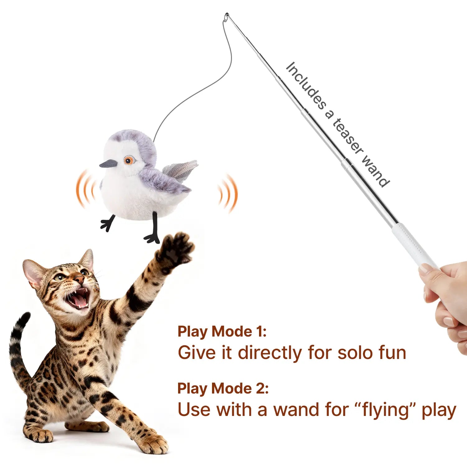 Potaroma Cat Toys Flapping Bird, Lifelike Chirping Cat Kicker, Rechargeable Touch Activated Interactive Kitten Toy #Summervibes #Petlovers