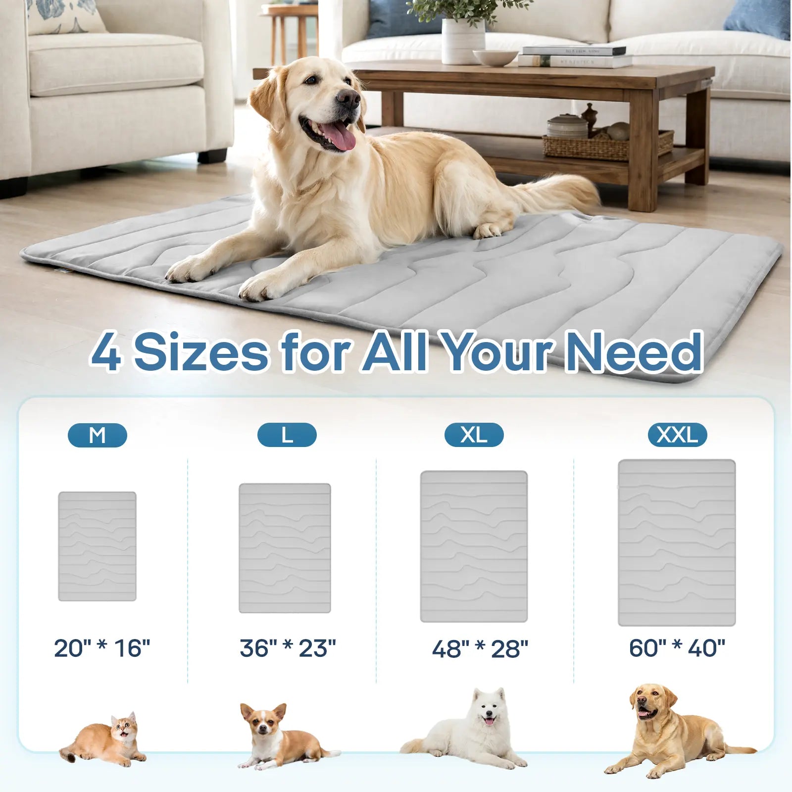 Vagascape Cooling Pet Mat, Eco-Friendly Cooling Pad for Large Dog, Summervibes Cooling Mats for Dog Bed, Cool Dog Stuff, Washable Pet Mat, Use in Crate, Trunk, Camping, Outdoors, Portable,Machine Washable, Durable, without Gel, Outdoorfun, Dog Cooling Bed