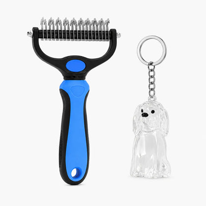 Pet Dematting Undercoat Rake for Long-Haired Dogs & Cats, Double-Sided Grooming Comb for Loose Fur and Light Tangles, Routine Pet Coat Care Tool, Results May Vary by Coat Type