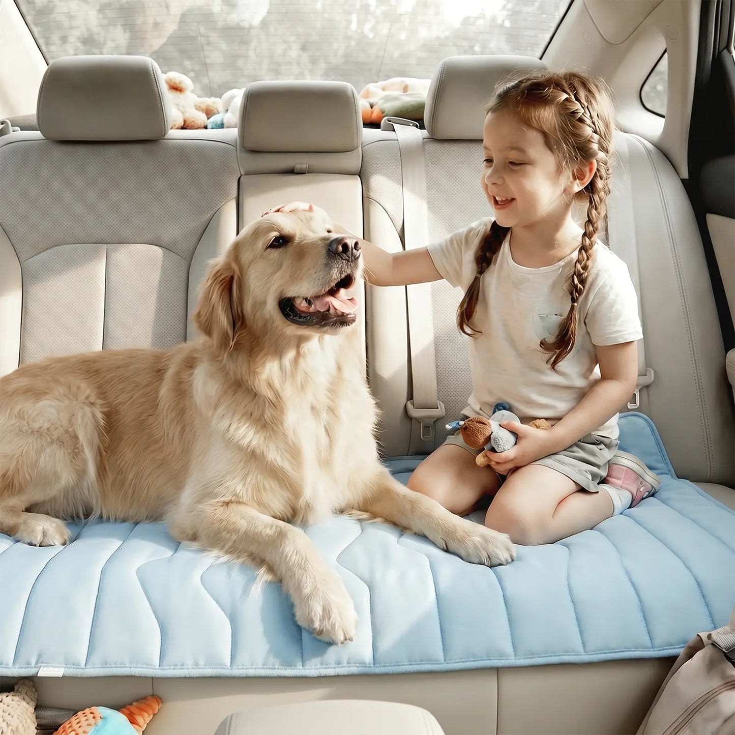 Vagascape Cooling Pet Mat, Eco-Friendly Cooling Pad for Large Dog, Summervibes Cooling Mats for Dog Bed, Cool Dog Stuff, Washable Pet Mat, Use in Crate, Trunk, Camping, Outdoors, Portable,Machine Washable, Durable, without Gel, Outdoorfun, Dog Cooling Bed