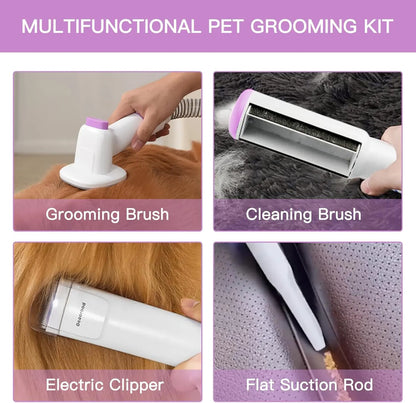【Geoorood】 Geoorood Dog Grooming All-In-One Kit with Vacuum Brush 2.5L Large Pog, Stainless Steel Blades Lightweight Design 13Kpa Suction Force Portable Cleaning Set#Dealsforyoudays #Summerwins