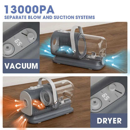 【Geoorood】 Geoorood Dog Grooming All-In-One Kit with Vacuum Brush 2.5L Large Pog, Stainless Steel Blades Lightweight Design 13Kpa Suction Force Portable Cleaning Set#Dealsforyoudays #Summerwins
