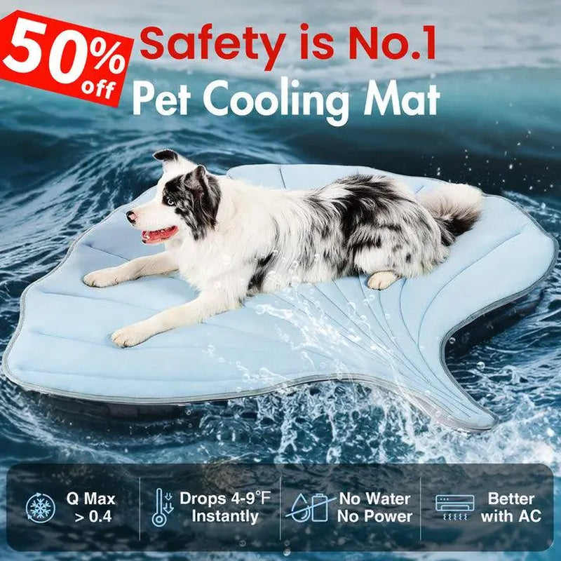 Vagascape Cooling Pet Mat, Eco-Friendly Cooling Pad for Large Dog, Summervibes Cooling Mats for Dog Bed, Cool Dog Stuff, Washable Pet Mat, Use in Crate, Trunk, Camping, Outdoors, Portable,Machine Washable, Durable, without Gel, Outdoorfun, Dog Cooling Bed