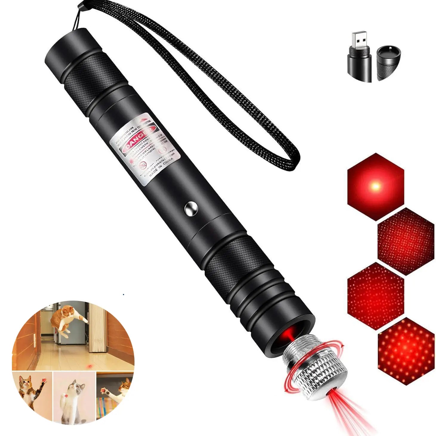 [Already Have 10K Favorites]Rechargeable Green Light Laser Cat Toy for Dogs & Cats/ Line Light Flashlight Long Distance Range for TV/LED/LCD Screens Flashlights Presentation, Laser Pointer Cat Toy，Office / Outdoors / Astronomic / Construction