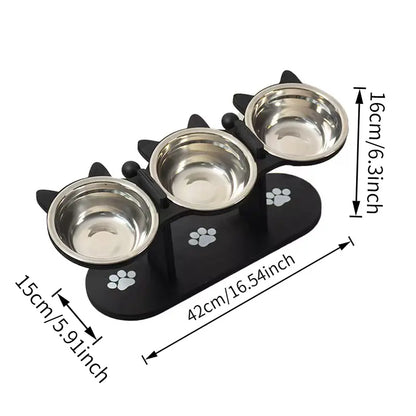 Multi-Layer Elevated Cat Feeder with Stainless Steel Food & Water Bowls, Adjustable Height Design, Includes 3 Stands, Easy-To-Assemble & Portable, Ideal for Multiple Cats, Feeding Supplies for Pet Lovers