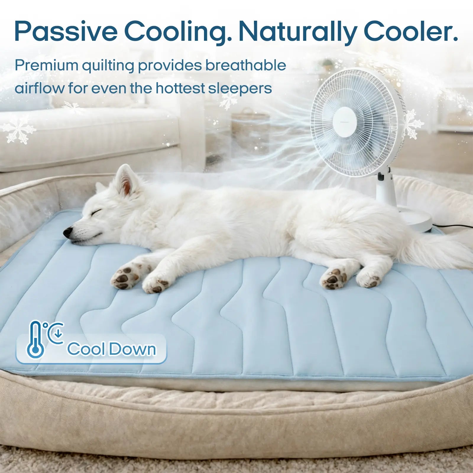 Vagascape Cooling Pet Mat, Eco-Friendly Cooling Pad for Large Dog, Summervibes Cooling Mats for Dog Bed, Cool Dog Stuff, Washable Pet Mat, Use in Crate, Trunk, Camping, Outdoors, Portable,Machine Washable, Durable, without Gel, Outdoorfun, Dog Cooling Bed