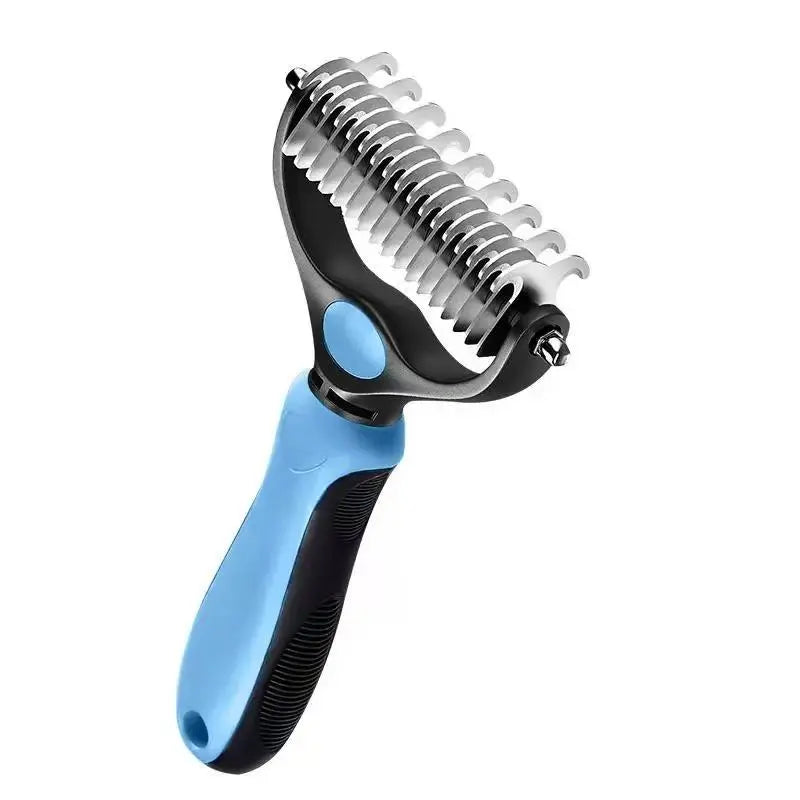 Pet Dematting Undercoat Rake for Long-Haired Dogs & Cats, Double-Sided Grooming Comb for Loose Fur and Light Tangles, Routine Pet Coat Care Tool, Results May Vary by Coat Type