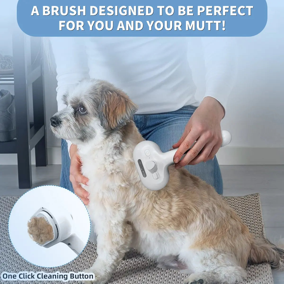Pet Spray Hair Removal Comb, 1-Piece Pet Hair Brush, Pet Hair Cleaning Brush with Shedding Button, Cat Brush, Dog Brush, Cat and Dog Beauty and Massage Comb, Pet Supplies