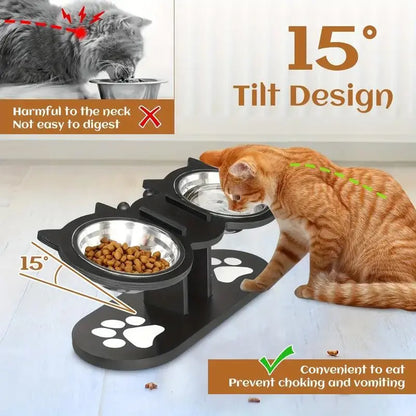 Multi-Layer Elevated Cat Feeder with Stainless Steel Food & Water Bowls, Adjustable Height Design, Includes 3 Stands, Easy-To-Assemble & Portable, Ideal for Multiple Cats, Feeding Supplies for Pet Lovers