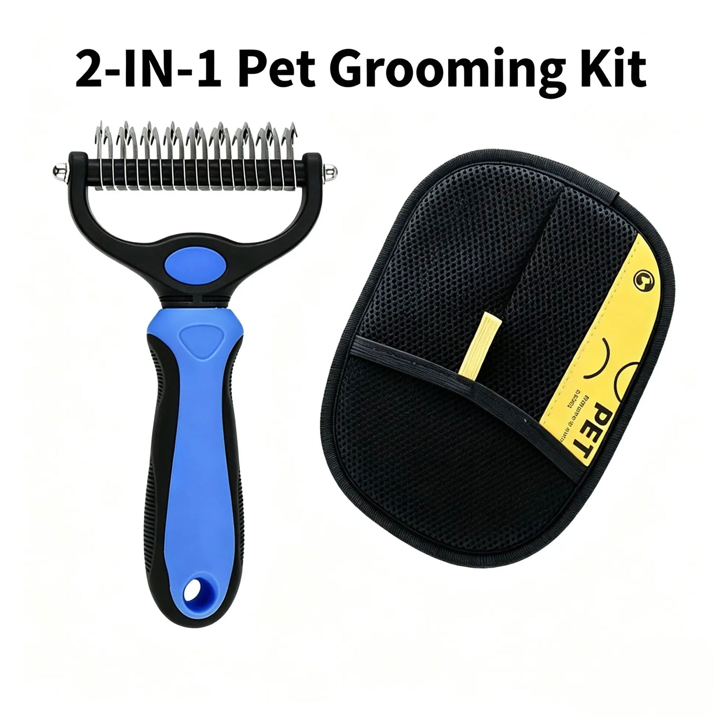 Pet Dematting Undercoat Rake for Long-Haired Dogs & Cats, Double-Sided Grooming Comb for Loose Fur and Light Tangles, Routine Pet Coat Care Tool, Results May Vary by Coat Type