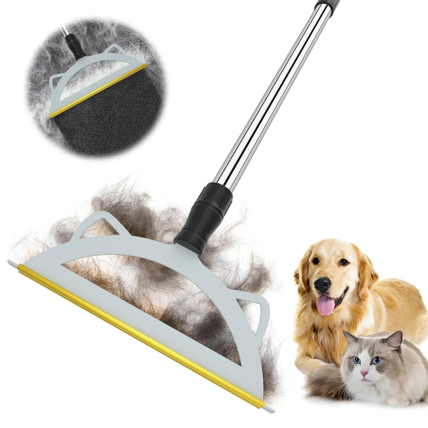 Cat Hair Remover, Adjustable Pet Hair Remover, Pet Cleaning Brush with Hanging Ring, Power Broom, Pet Hair Remover Tool for Carpets Floor Use, Valentine'S Day Gift, Hair Removal