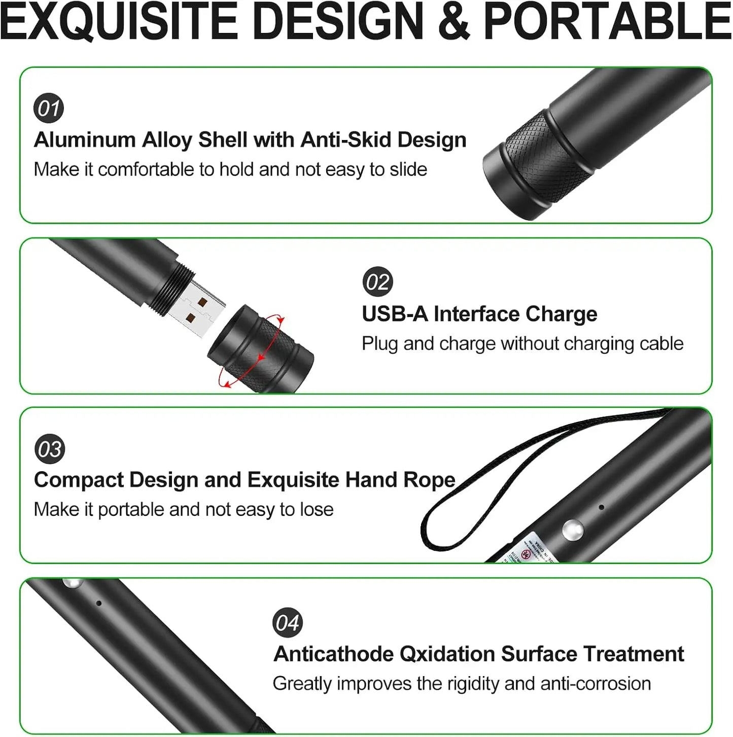 [Already Have 10K Favorites]Rechargeable Green Light Laser Cat Toy for Dogs & Cats/ Line Light Flashlight Long Distance Range for TV/LED/LCD Screens Flashlights Presentation, Laser Pointer Cat Toy，Office / Outdoors / Astronomic / Construction