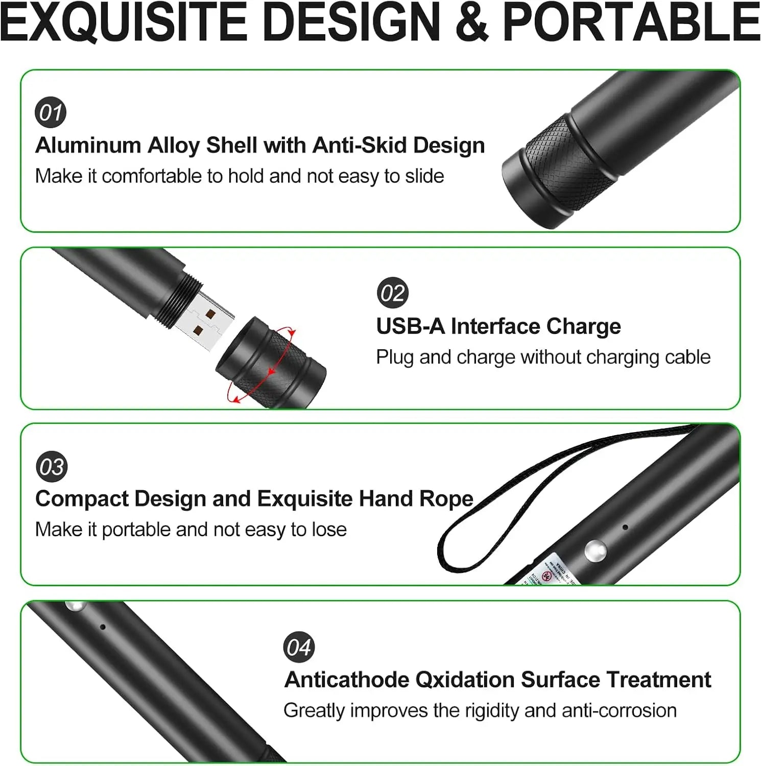 [Already Have 10K Favorites]Rechargeable Green Light Laser Cat Toy for Dogs & Cats/ Line Light Flashlight Long Distance Range for TV/LED/LCD Screens Flashlights Presentation, Laser Pointer Cat Toy，Office / Outdoors / Astronomic / Construction