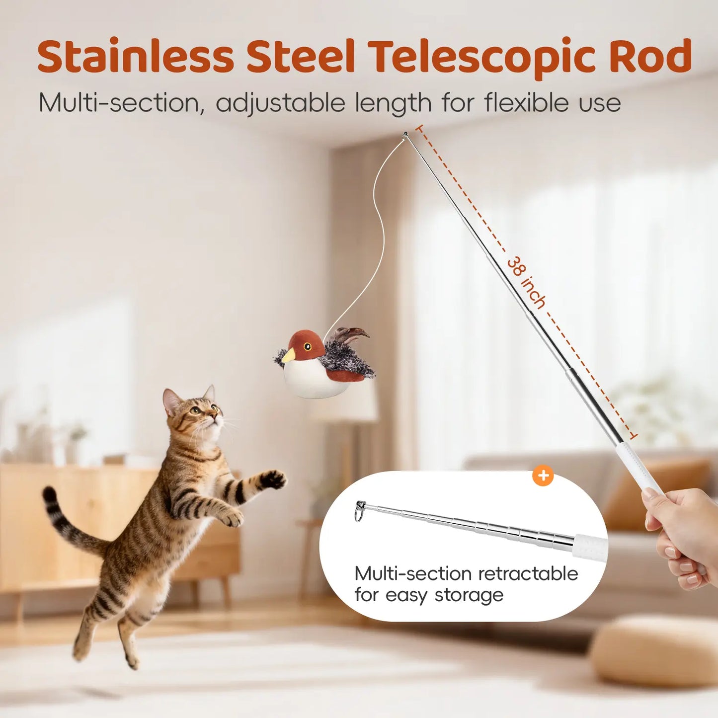 Potaroma Cat Toys Flapping Bird, Lifelike Chirping Cat Kicker, Rechargeable Touch Activated Interactive Kitten Toy #Summervibes #Petlovers